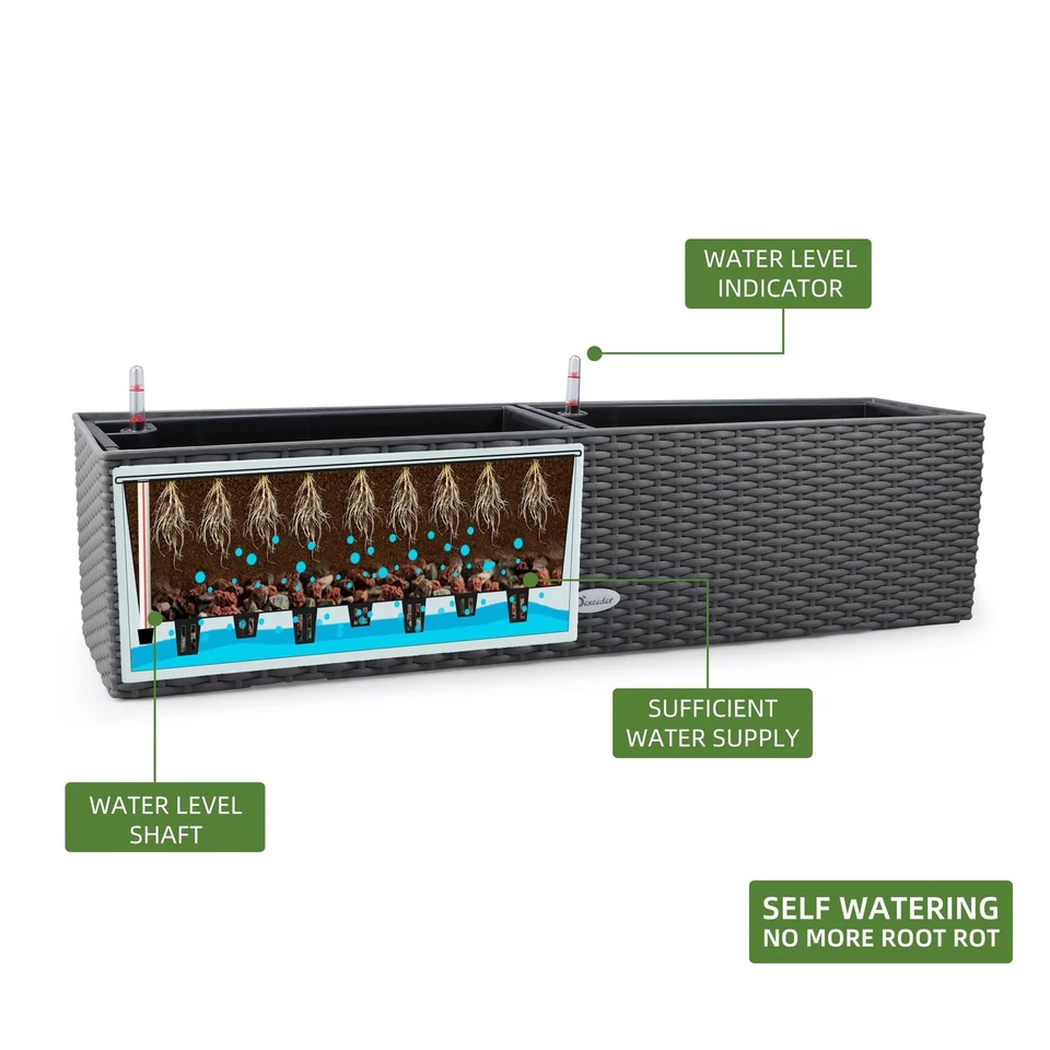 31.5 Inch Rattan Self Watering Planter Indoor Outdoor, Thickened Large Rail F... - Image 2 of 4