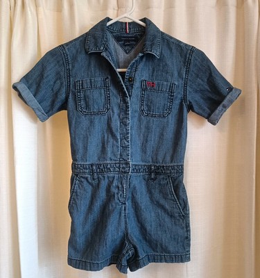 Tommy Hilfiger Girls Blue Denim Romper Size 8 Button Up
