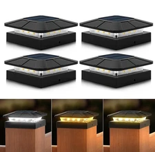 Solar Post Cap Lights 3 Modes Dimmable Outdoor Garden Fence Lamp for 4x4 inch