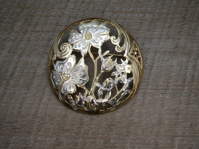 Vintage 925 Sterling Silber & vergoldet bicolor florale Brosche 4,6 cm, 9,4 g