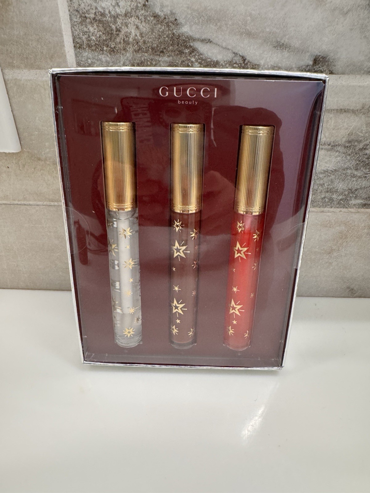 Gucci Gloss à Lèvres Plumping Lip Gloss 3-Piece Festive Gift Set $126 Value.