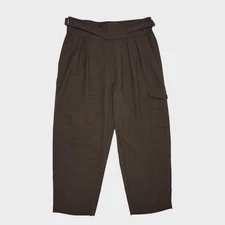 BEAMS PLUS Men's Khaki Pleated Loose Fit Gurkha Trousers - Size L