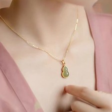 Fashion Chinese Auspicious Pendant Jade Gourd Necklace Gift for Ladies Mothers