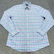 Stafford Shirt Men's 15.5 34 35 Pink White Blue Check Travel Wrinkle Free Oxford