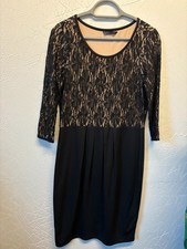M&S Black Lace Dress UK 14 Sequin Bodice Occasion Midi 1189