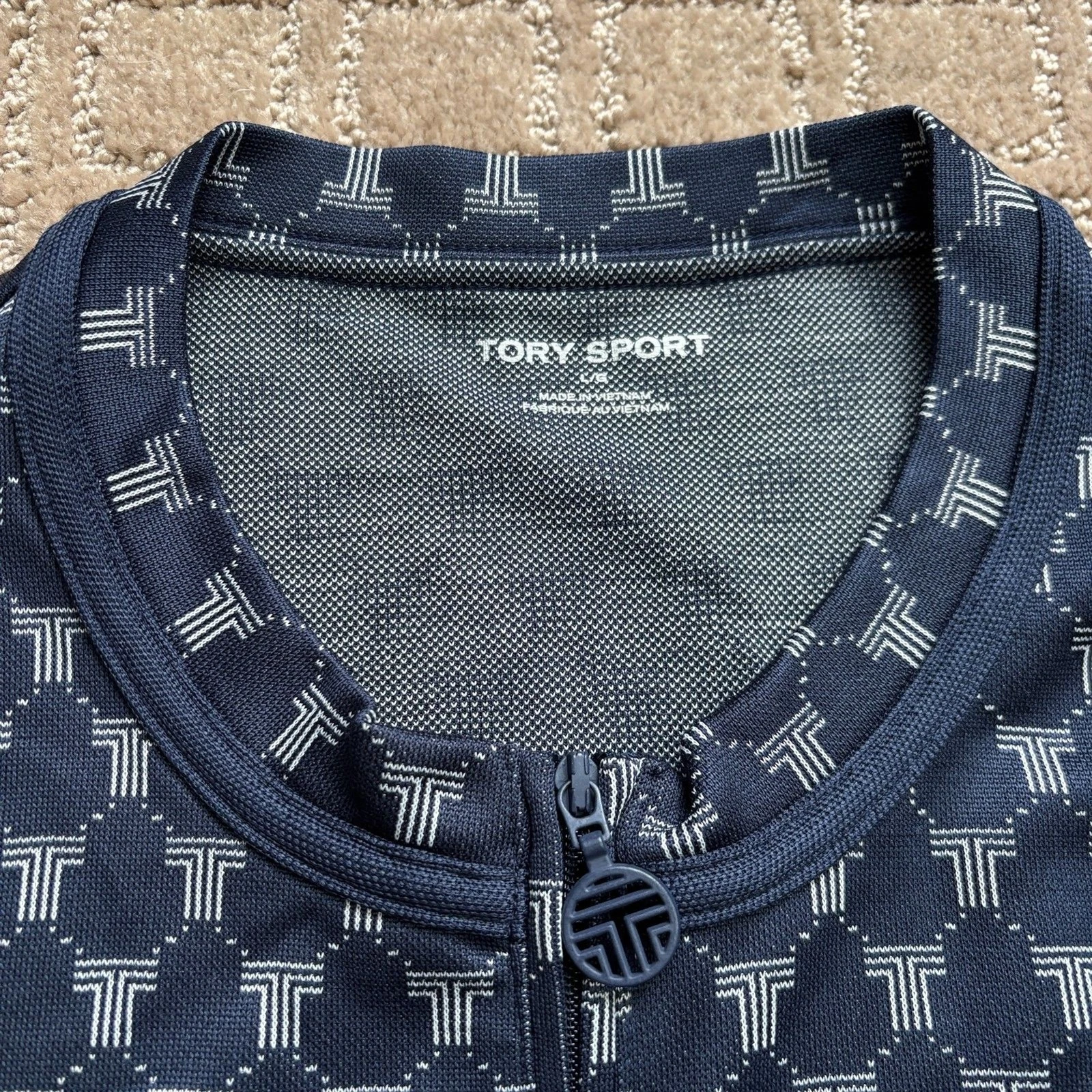 Abito sportivo senza maniche Tory Burch jacquard blu navy grande tennis pickleball