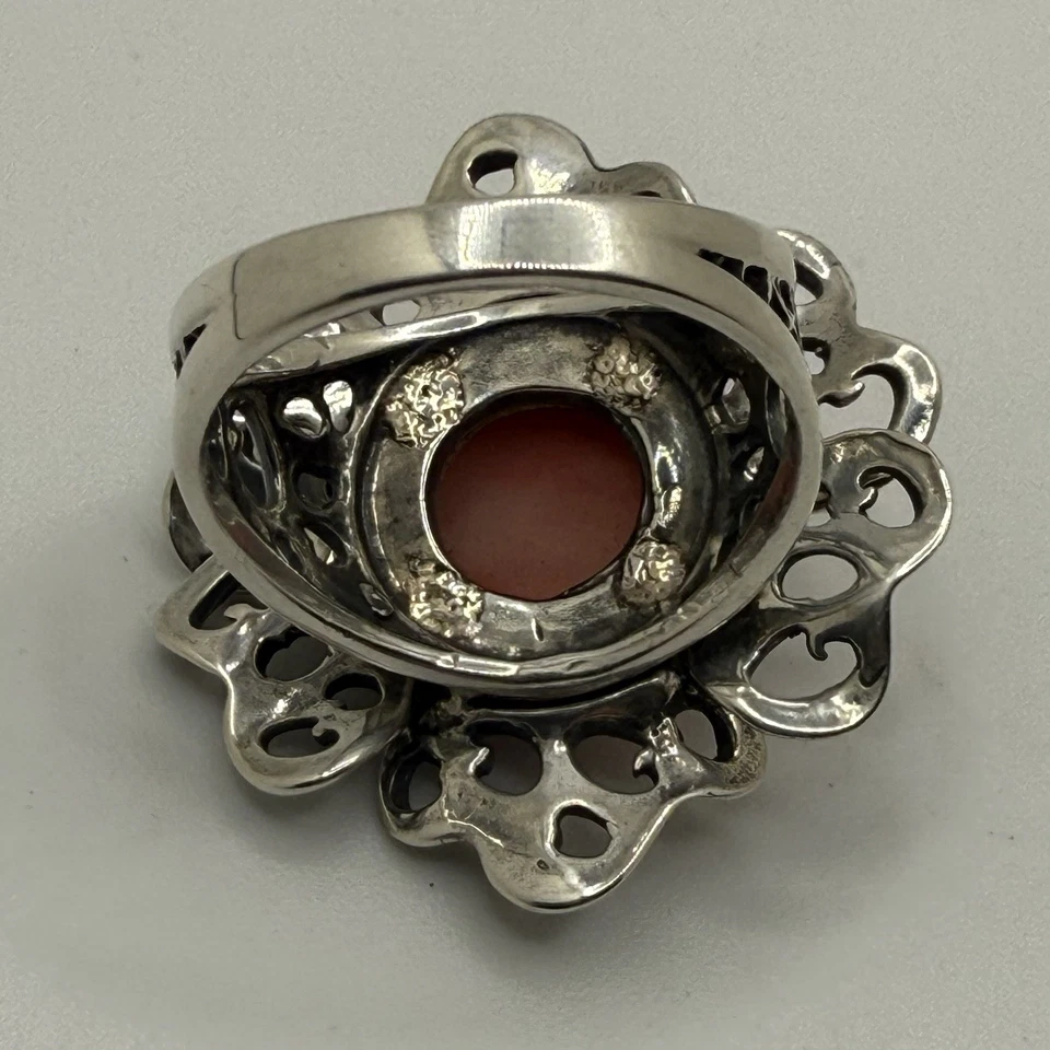 Anillo Carolyn Pollack Plata Esterlina Coral CP Diseño Firma Flor Talla 7.25 Foto 4 de 4