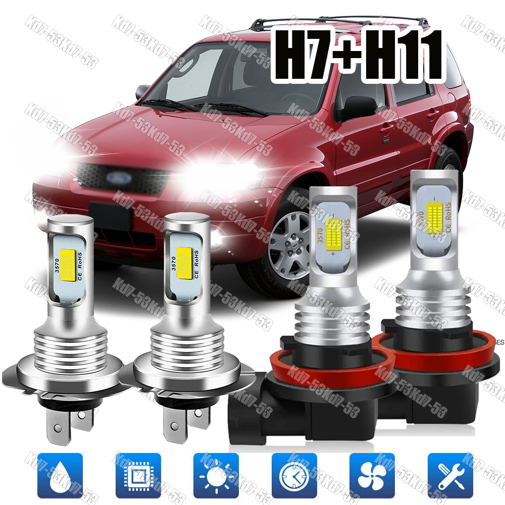 For Ford Escape XLS Sport Utility 4-Door 2005-2007 LED Headlight High Low Bulbs