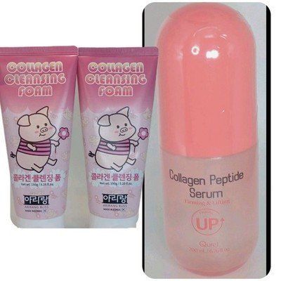 3 PACK (2) Collagen Facial Cleansing Foam & (1) Quret Collagen Peptide Serum 