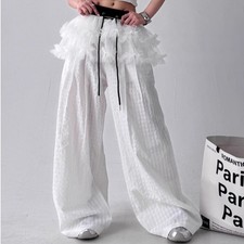 Korean summer Women's sweet wide-leg pants white Trousers casual