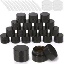 20Pcs 5ml Round Glass Jars with Liner Lids Spoons, 0.17oz Amber 5 ml, amber