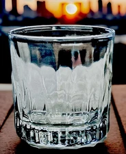 VTG. Crisa Clear Vertical Cut 3.5” Double Old Fashioned 10oz Rocks Tumbler Glass