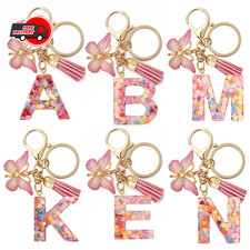 DIY A-Z Letter Keychain Metal Holder Car Women Name Key Ring Pendant Gift Set XS