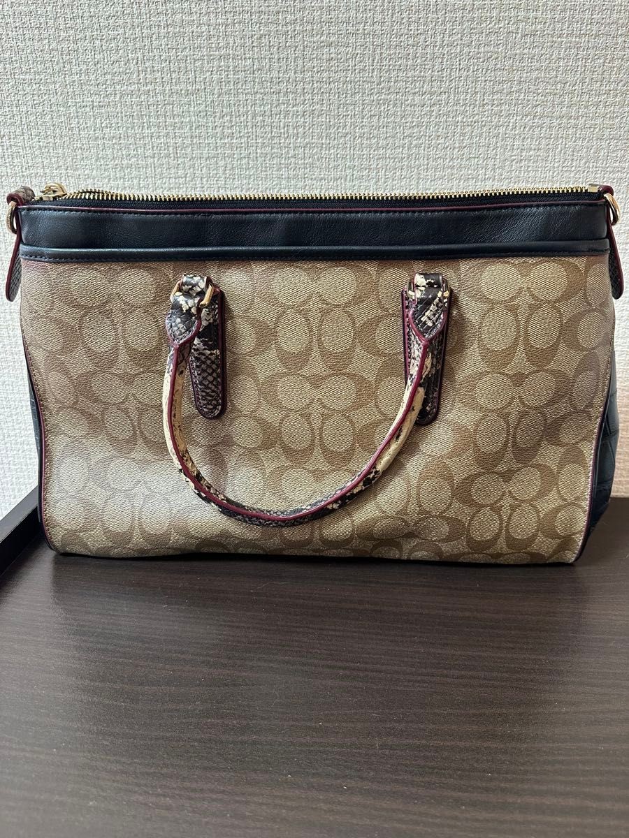 COACH Signature Handbag Brown Python Pattern 13a - image 3
