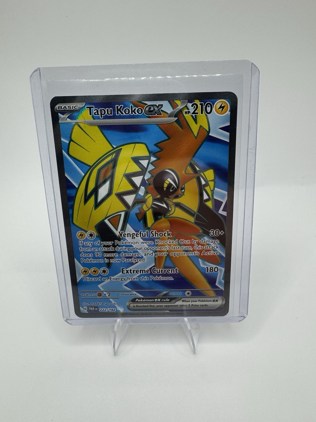 Pokémon Tapu Koko ex Ultra Rare Holo 222/182 SV04 Paradox Rift 210HP 180Atk