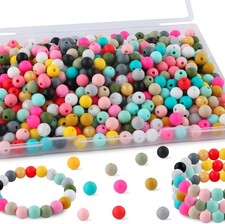 300Pcs Silicone Beads 9mm Mix Color, Bulk Silicone Beads 9mm for Keychain Pen...