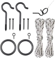 2 Set Hook and Ring Toss Game Hardware Set,Include Nylon String,Mounting Screws,