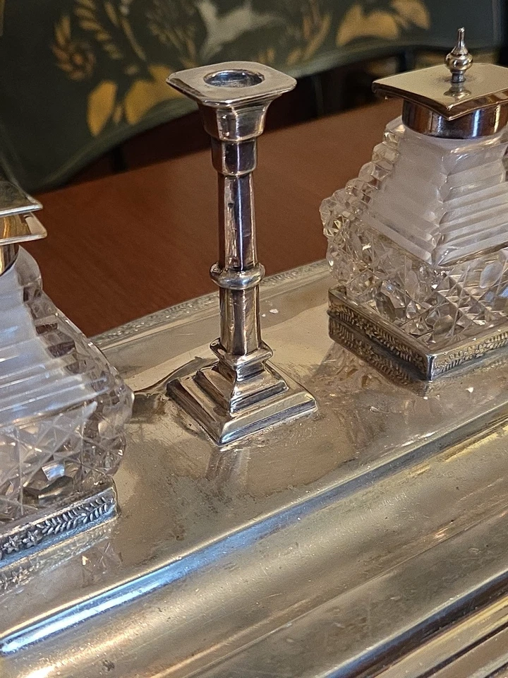 Walker & Hall Sheffield English Silverplate Inkwell Ink Standish as is - Image 4 of 4