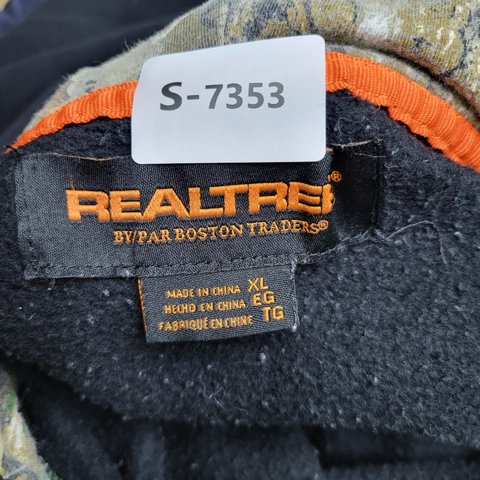 Realtree 男式连帽衫 XL 黑色图形印花羊毛鹿头标志刺绣 — 第 2/4 张图片