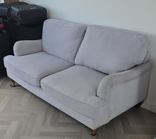 Grey 3 Seater Modern Sofa 100% Cotton Upholstery 200x95x95cm