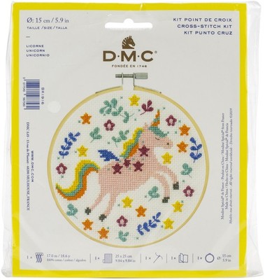 3 Pack - DMC Stitch Kit 6'' Diameter-Unicorn (14 Count) - BKL-1916