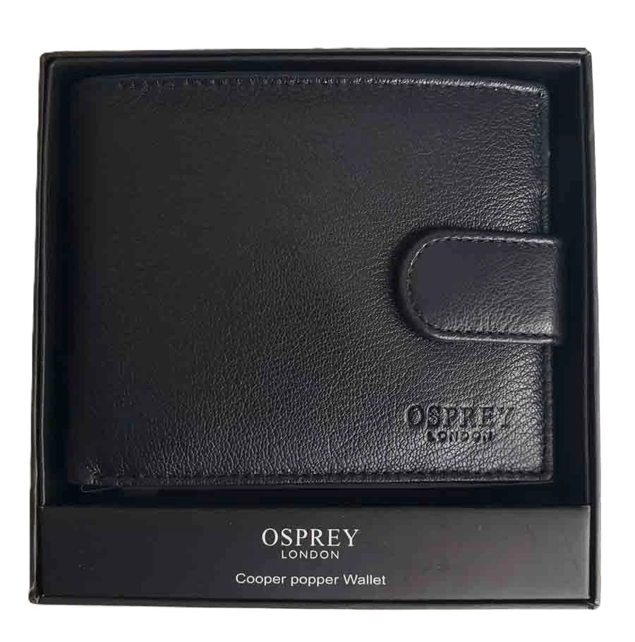 Cartera para hombre Osprey London plegable negra de cuero Cooper Popper Foto 2 de 4