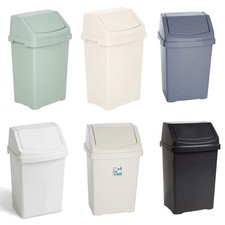 50 LITRE SQUARE PLASTIC SWING DUST RUBBISH BIN OFFICE HOME KITCHEN 7 COLOUR LID
