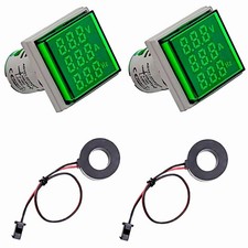 2 PCS Digital AC Current Voltage Frequency Indicator LED Voltmeter Green