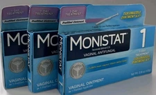 3X Monistat 1 Day Vaginal Tioconazole 6.5% Prefilled Ointment EXP 8/2026