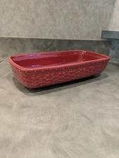 Longaberger Woven Traditions Large Rectangular Baker 12.5" x 6.5", RED