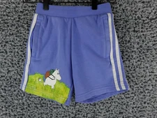 Adidas Originals Moomin Kids Shorts 5-6Y Blue Striped Graphic Character 3-Strip