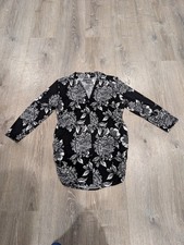 A Pea in the Pod Maternity Floral Top Tunic Dress  Black White V-Neck Size L