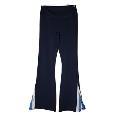 WILO Flare Leggings Navy Blue White Blue Stripe Split Leg Athletic Pants medium