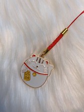 Japan Lucky Cat Phone Charm Waving Fortune Money Cat Charm Pendant White New
