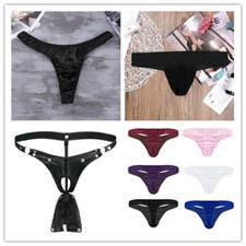Mens T-back Thongs Shiny G-string Wet Look Panties Low Rise Briefs Underpants