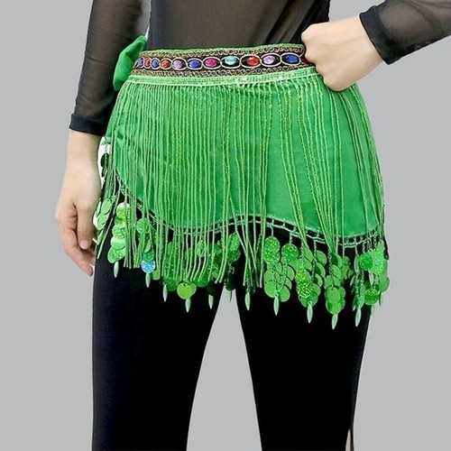 Costume danza del ventre strass perline paillettes frange anca sciarpa cintura avvolgente 10 colori - Foto 26 di 26