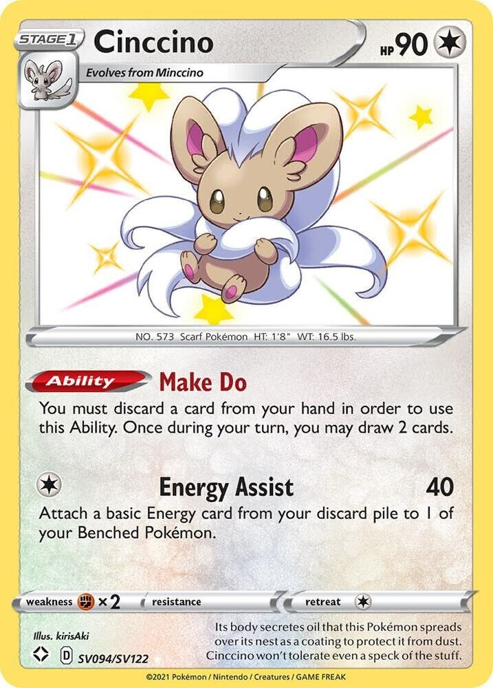 Cinccino - Shining Fates - SV094/SV122 - Pokemon TCG - NM - Shiny Holo Rare