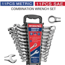 WORKPRO Mechanics Wrench Set Metric&Standard 22PCS with Rack Organize CRV steel