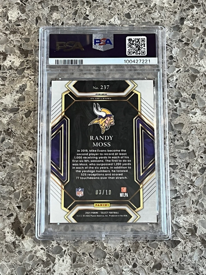 Randy Moss 2021 Panini Select Gold Disco Prizm #’d/10 PSA 10 GEM MINT Vikings - Image 2 of 2