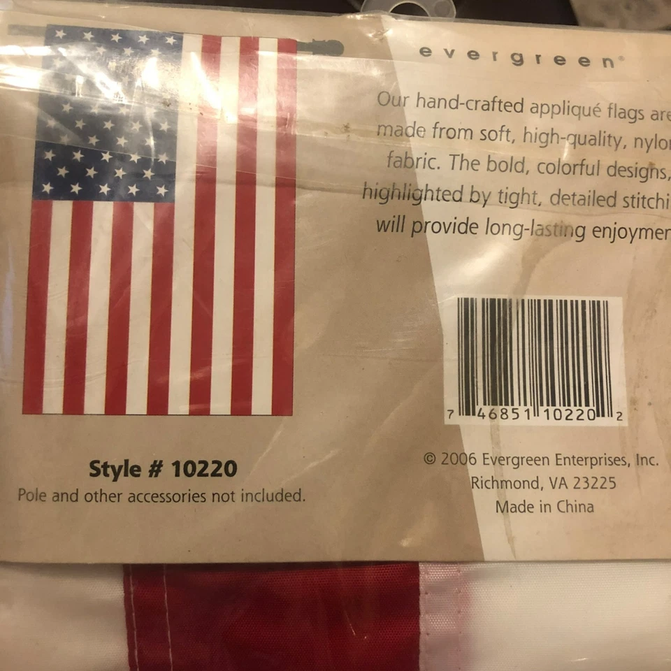 Deluxe Applique American Flag 28" x 44" Evergreen Nylon Patriotic Home Decor - Image 4 of 4