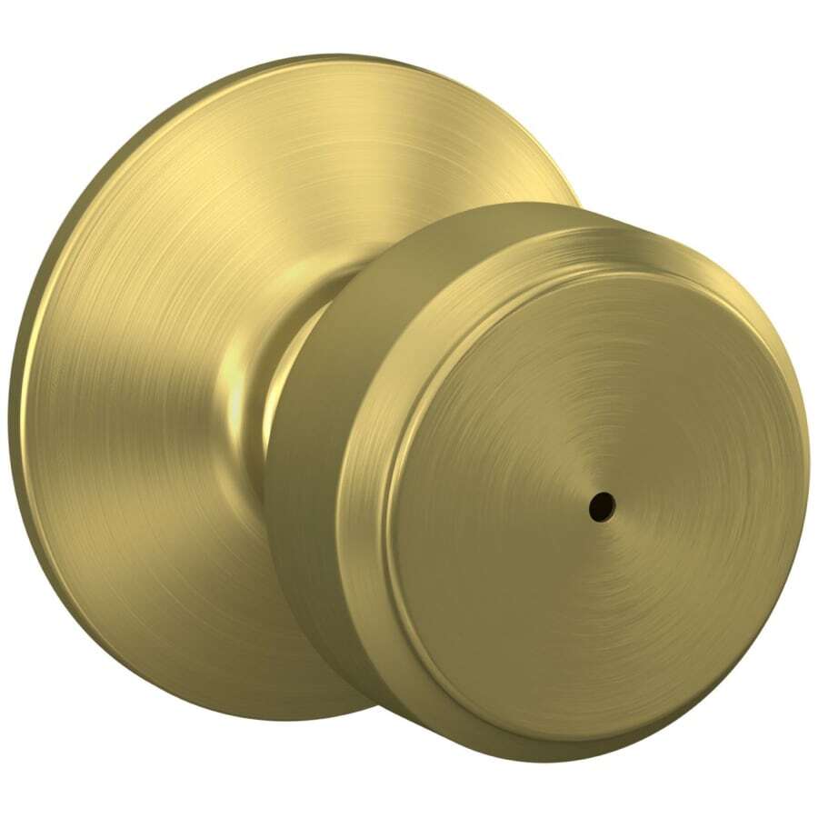 SCHLAGE Bowery Satin Brass Privacy Door Knob Set-image