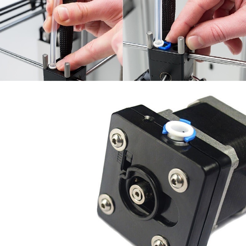 Morsetto Per Tubo Bowden Bianco E Blu Per Stampanti 3D - 6mm - Compatibile Ultimaker