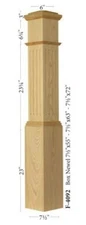 F-4092 Large Amish Made Fluted Box Newel Post in Red Oak