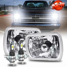 fit Chevrolet C10 C20 C30 1981-1986 Pair 7x6" 5x7 LED Headlights Hi/Lo DRL Lamp