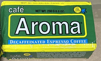 cafe aroma decaffeinated espresso coffee 8.8 oz rare 