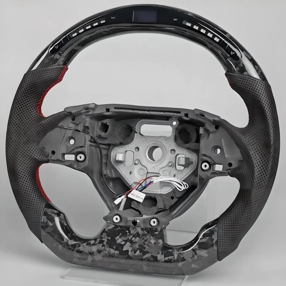 Volante LED de fibra de carbono forjado para Chevrolet Camaro SS 2016+ sin calefacción Foto 3 de 4