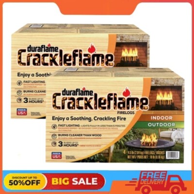 2 Pack Duraflame Crackleflame 4.5lb Firelogs, 3 Hour Burn, 4-Pk Case