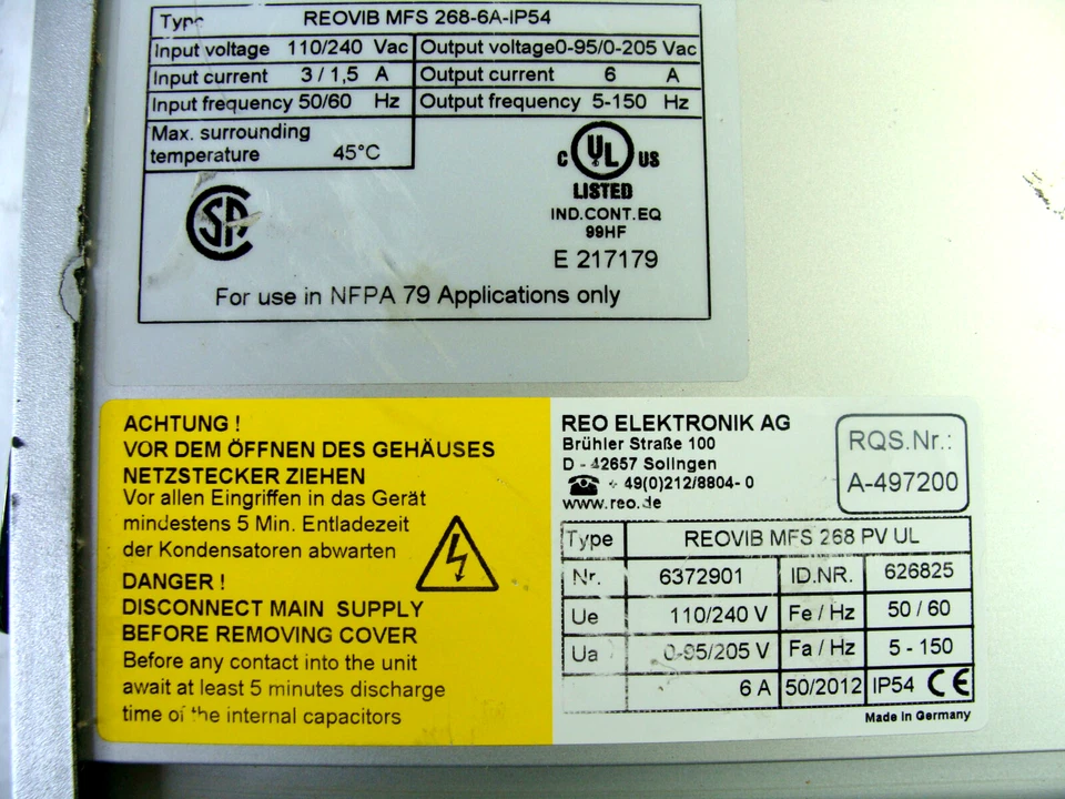 Conversor de frequência REO ELECTRONIC MFS 268, para peças/reparo - Imagem 4 de 4