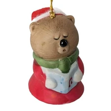 Vintage JASCO Christmas Ornament Caroling Bear Musical Notes Santa Claus Hat 