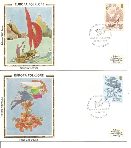 Guernsey SC # 222-223 EUROPA FDC.Colorano Cachet.